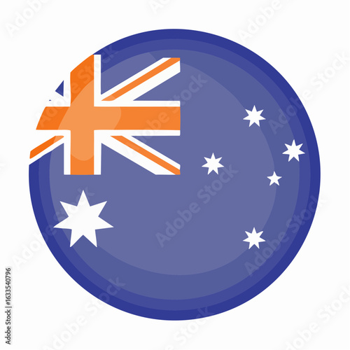 Polished circular flag icon representing Australia’s national identity, designed for NGO materials, conference branding, and cross-cultural marketing
