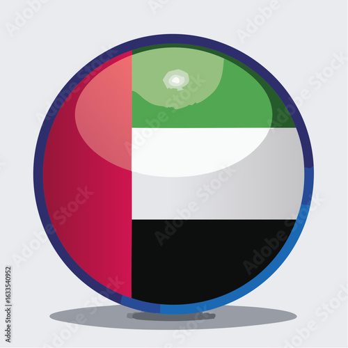 Circular UAE flag badge with bold colors and a glossy finish, ideal for business branding, tourism promotions, and cultural outreach materials
