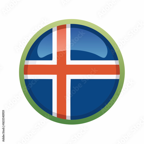 Polished circular Iceland flag icon designed for branding collateral, posters, and cross-cultural outreach visuals
