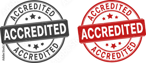Accredited stamp seal in black and red on white background