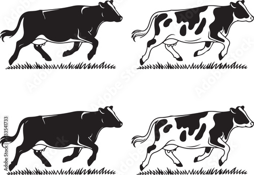 Cow Silhouette Vector | Farm Animal Clipart  Dairy Cow Silhouette | Rustic Farm Design  Standing Cow Silhouette | Livestock Animal Art