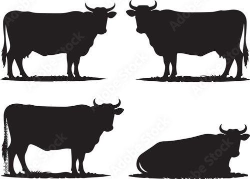 Cow Silhouette Vector | Farm Animal Clipart  Dairy Cow Silhouette | Rustic Farm Design  Standing Cow Silhouette | Livestock Animal Art
