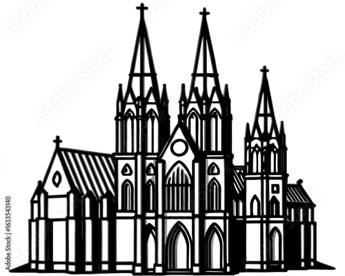 Ancient Gothic Cathedral with Stained Glass & Stone Carvings