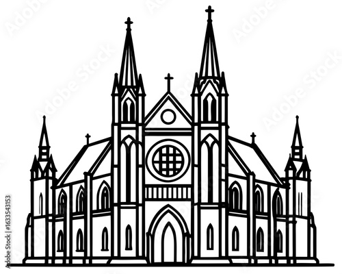Ancient Gothic Cathedral with Stained Glass & Stone Carvings