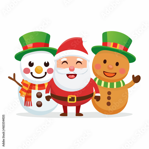 Polished round icon showing a merry holiday trio, suitable for branding collateral, newsletters, and festive storefront promotions
