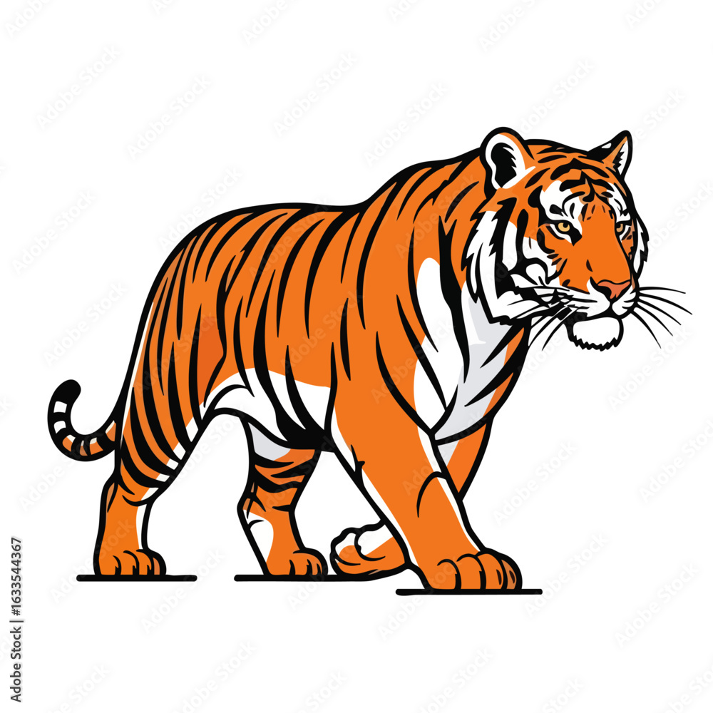 Obraz premium Tiger Vector Image – Bold and Detailed Wild Animal Illustration