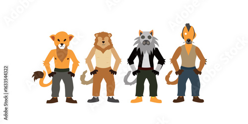 4 animals men
