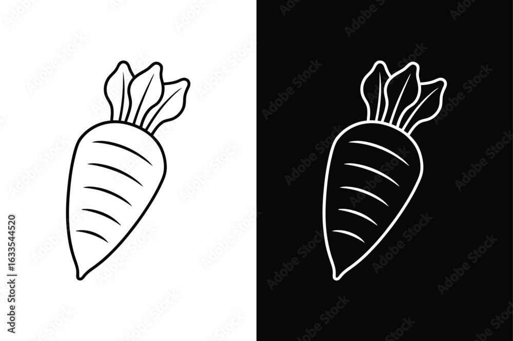 Fototapeta premium Parsnip Minimal Icon. Line Art Illustration for Food Packaging