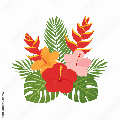 Polished round icon of a tropical flower montage suitable for branding collateral, newsletters, and lifestyle magazines
