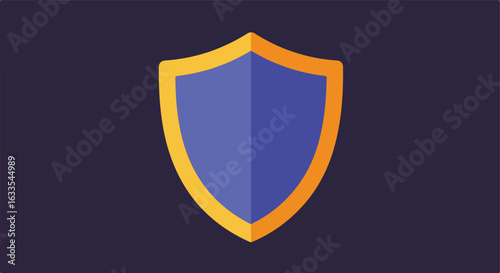 Shield emblem in purple and gold on a dark purple background
