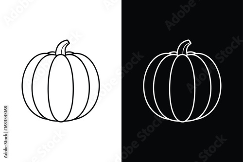 October Pumpkin Linear Icon. Flat Minimal Vector with Reflective Style