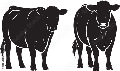 Cow Silhouette Vector | Farm Animal Clipart  Dairy Cow Silhouette | Rustic Farm Design