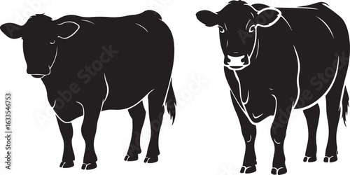 Cow Silhouette Vector | Farm Animal Clipart  Dairy Cow Silhouette | Rustic Farm Design