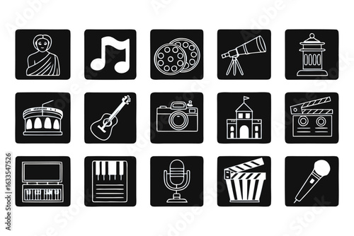 Flat Art & Heritage Icons – Vector Set