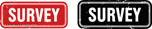 Red and black SURVEY buttons on white background