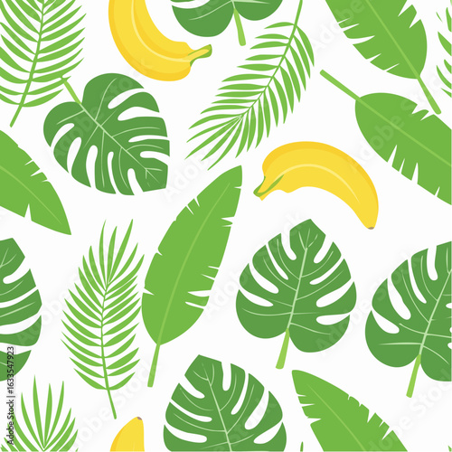 A lively circular arrangement of banana and palm leaves in varying greens, ideal for tropical branding, summer packaging, and nature-inspired campaigns
