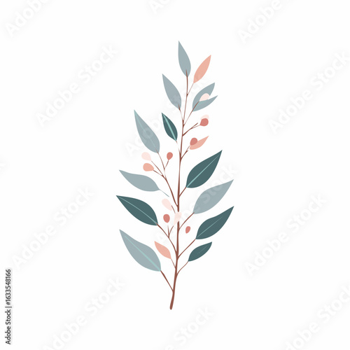 Polished circular icon of a sprouting branch with gradient leaves, designed for logos, apps, and nature-inspired marketing materials
