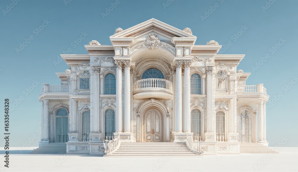 Obraz premium Grand neoclassical mansion architectural rendering