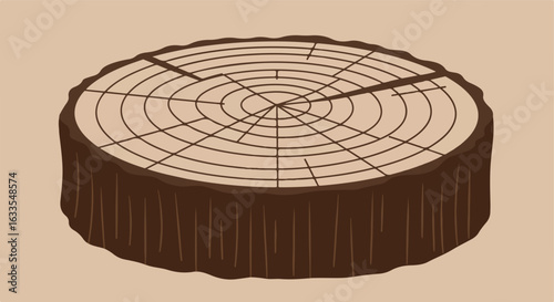 Woodcut illustration of a tree stump with rings