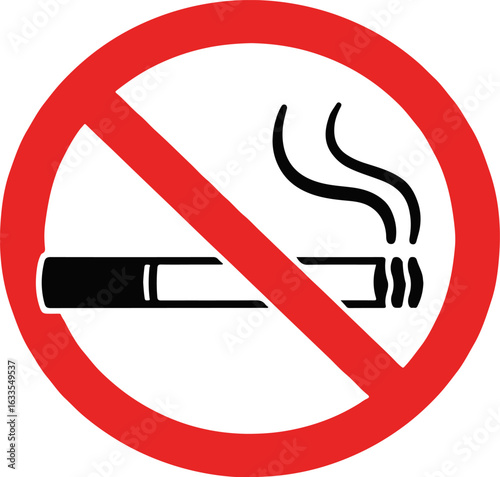 No Smoking sign vector icon isolated on white background for public health and safety warnings