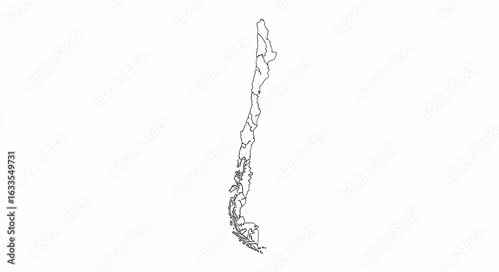Minimal Line Outline Map of Chile Vertical Layout