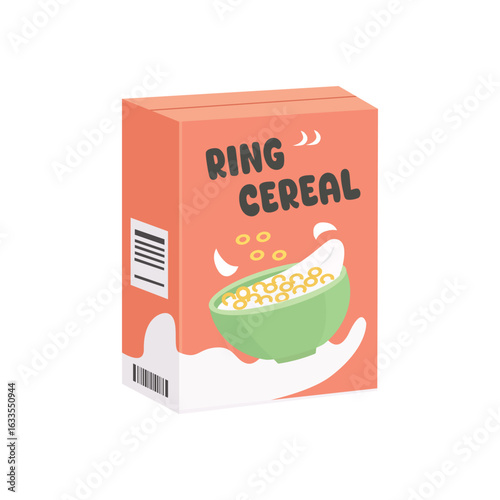 Vanilla cereal packaging. Cereal cardboard product. Food packaging mockup. Cereal box label design.