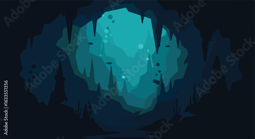 Abstract cavern in blue