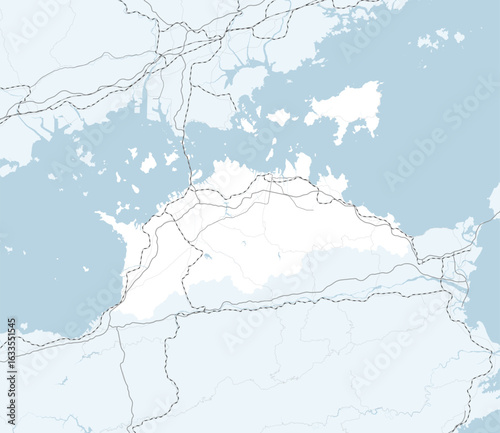 日本の香川県と隣接する都道府県を含む、シンプルなロードマップ