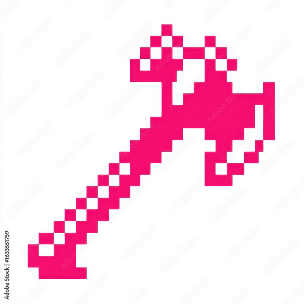 Obraz premium Pink Pixel Art Axe on White Background