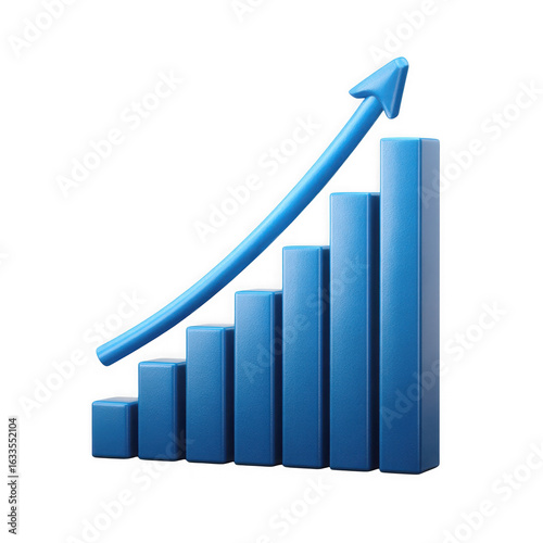 Free Download Blue bar chart with upward trend arrow isolated on transparent background - GFXLoad