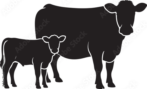 Cow Silhouette Vector | Farm Animal Clipart  Dairy Cow Silhouette | Rustic Farm Design  Standing Cow Silhouette | Livestock Animal Art