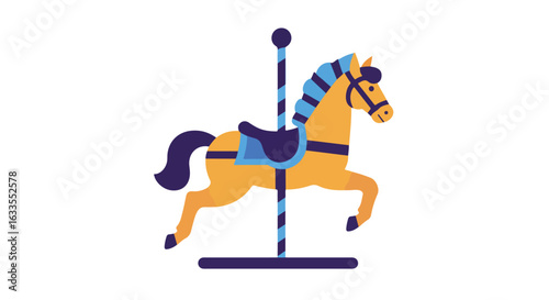 Carousel horse with vertical pole