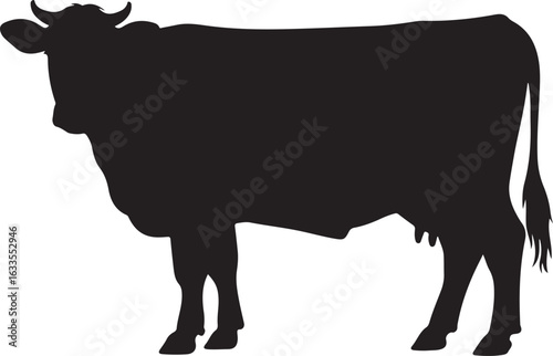 Cow Silhouette Vector | Farm Animal Clipart  Dairy Cow Silhouette | Rustic Farm Design  Standing Cow Silhouette | Livestock Animal Art