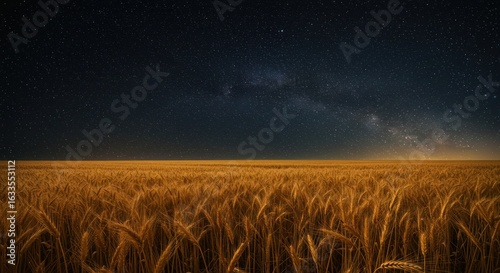 Wallpaper Mural Wheat field under a celestial tapestry of stars at night offering nature's serenity Torontodigital.ca