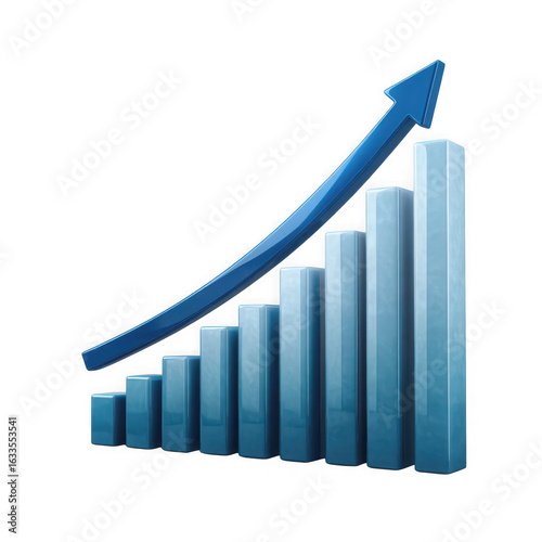 Free Download Blue arrow graph showing upward trend isolated on transparent background - GFXLoad