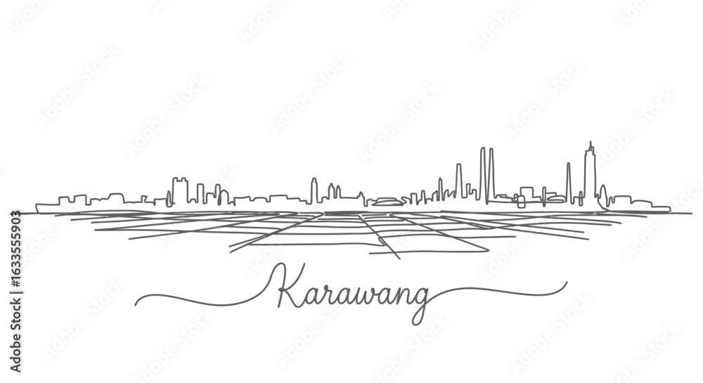 Fototapeta premium Karawang Skyline Cityscape Minimalist.