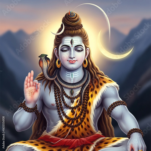 Serene Lord Shiva blessing ...