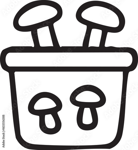 Mushrooms Growing in a Pot Icon.