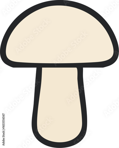 Simple cartoon mushroom icon illustration isolated on white background.