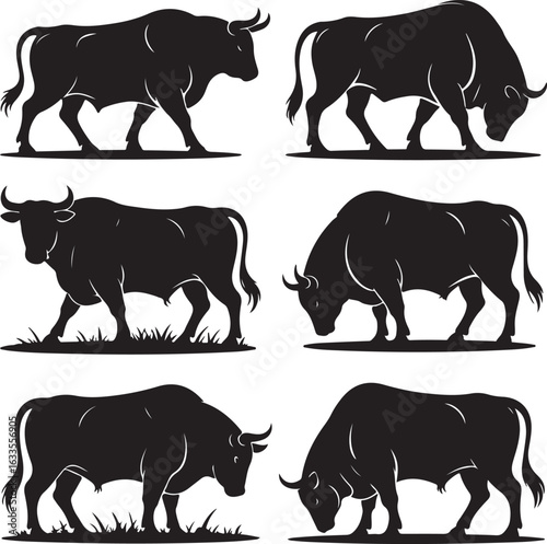 bull, silhouette, animal, livestock, cattle, bovine, mammal, farm, agriculture, strength, 