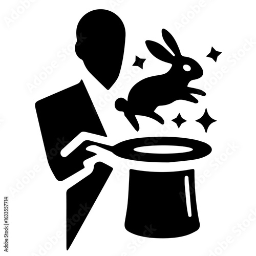  Magician Pulling Rabbit from Hat Silhouette