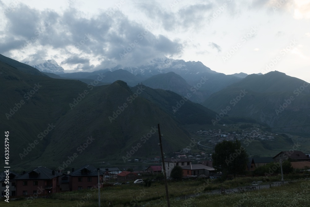 Fototapeta premium climbing mount kazbeg in georgia in summer