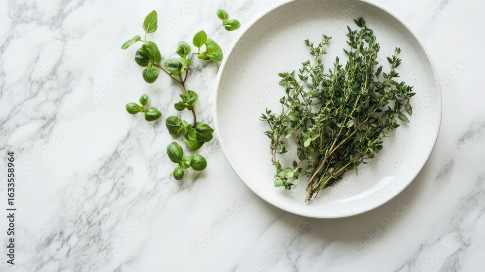 Fresh herbs on a plate Fresh herbs on a plate