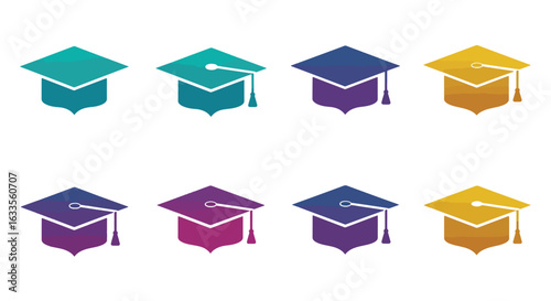 Graduation caps icons gradient design