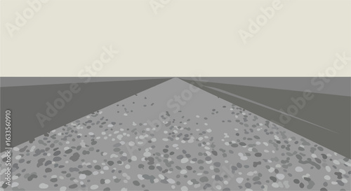 Perspective of a gravel road leading to a horizon