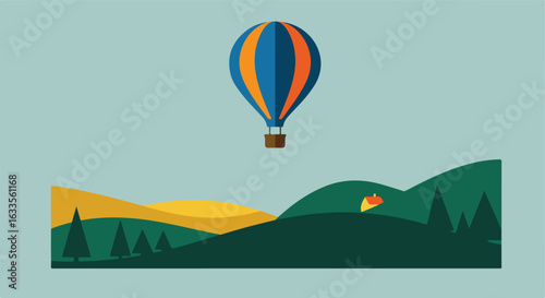 Balloon over a scenic landscape