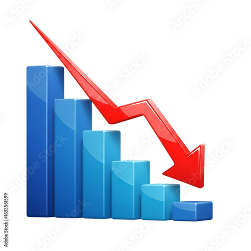 Free Download Red arrow showing decline over blue bar chart isolated on transparent background - GFXLoad