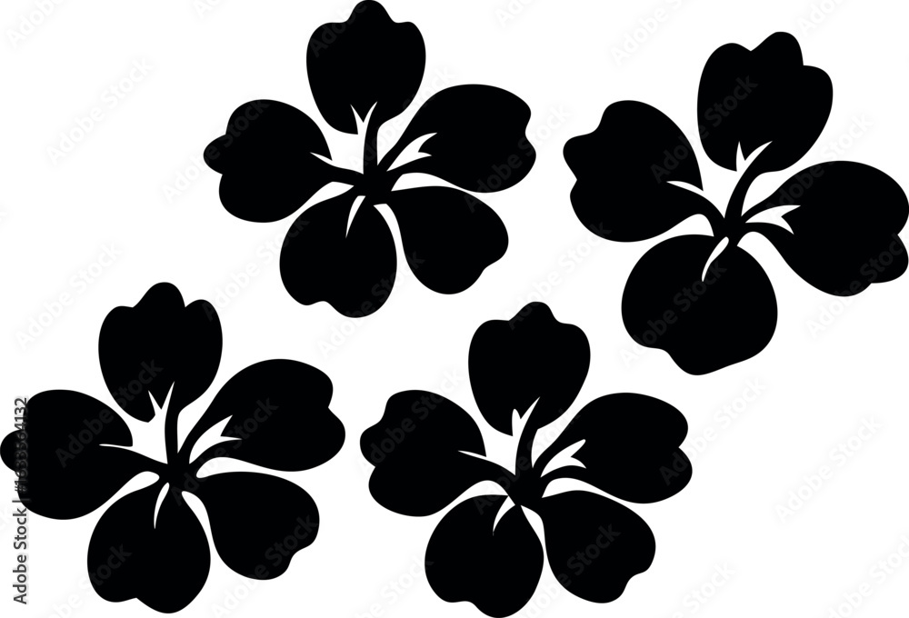 Obraz premium Black and white hibiscus flower arrangement illustration