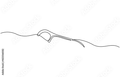 Continuous one line drawing dental floss sticks, single line art simple, hand drawn and sketch style. for icons, symbols, signs or logos vector illustration.