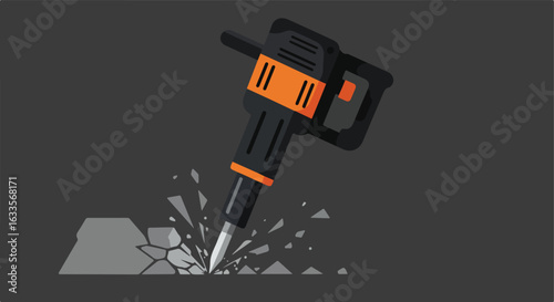 Jackhammer breaking rock